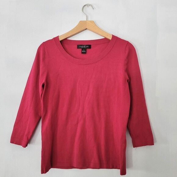 August Silk Magenta Knit Sweater 3/4 Sleeves Small - Picture 1 of 5